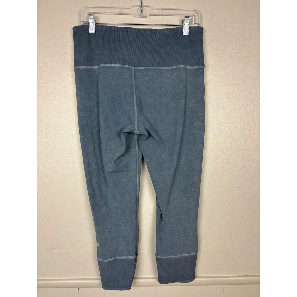 Lululemon Wunder Under Crop Ribbed Leggings‎ Size 10 Washed Blue Moon 23